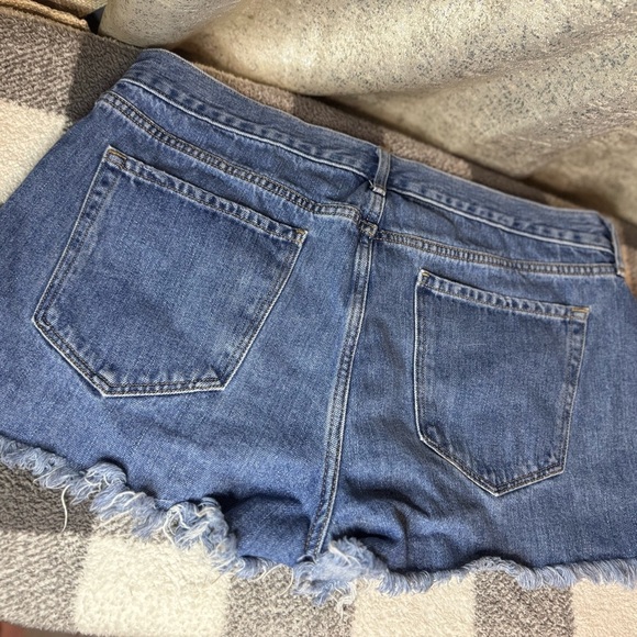Blue Denim Distressed Shorts with Star Accents - Picture 3 of 5